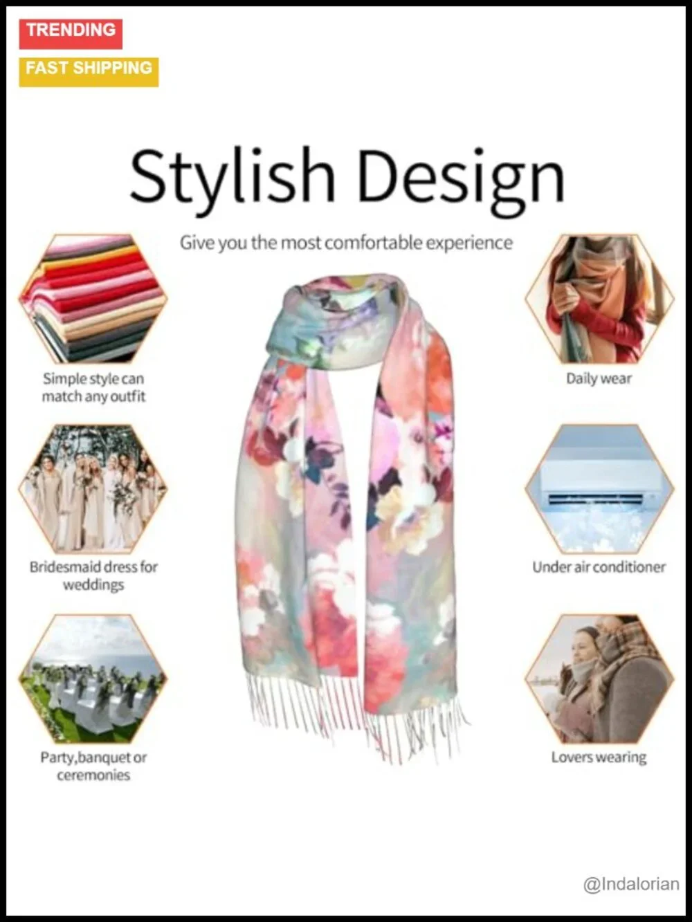 SLEHAGU Women's Pashmina Shawl Wrap Scarf Winter Wedding Bridal Large